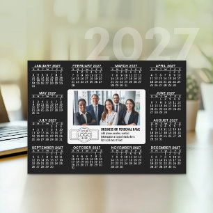 2027 Kalender mit Logo Kontaktinformationen Feiertagskarte