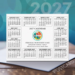 2027 Kalender mit Logo Kontaktinformationen Postkarte