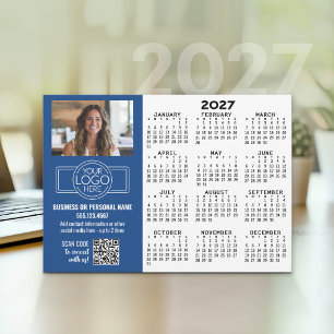 2027 Kalender mit Logo, QR-Code, Foto BLAU Feiertagskarte