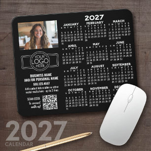 2027 Kalender mit Logo, QR-Code, Foto SCHWARZ Mousepad