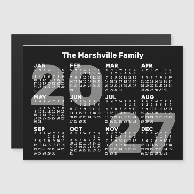 2027 Kalender mit Zusatxt - Magnetkarte (Vorne/Hinten)