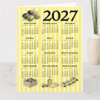 2027 Kalender, Mittelmeer Oliven Gelbe Streifen