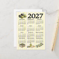 2027 Kalender, Mittelmeer-Oliven gelbe Streifen
