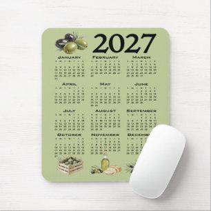 2027 Kalender, Mittelmeer Oliven, Grün Mousepad