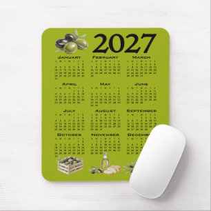 2027 Kalender, Mittelmeer Oliven, Grün Mousepad