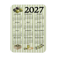 2027 Kalender, Mittelmeer Oliven, Grüne Streifen