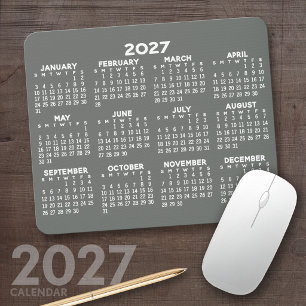 2027 Kalender - modern grau und weiß einfach Mousepad
