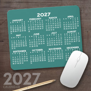 2027 Kalender - modernes Blau und Weiß einfach Mousepad