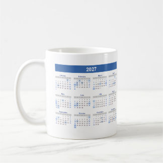 2027 Kalender nach Monat für Zuhause Schule Büro Kaffeetasse