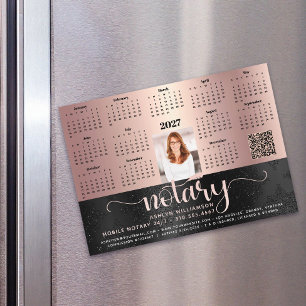 2027 Kalender Notar Pink Schwarz QR-Code Magnet