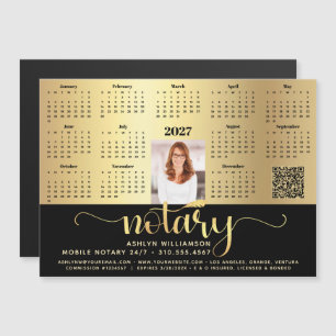 2027 Kalender Notar Schwarz Gold QR-Code Magnet