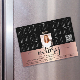 2027 Kalender Notar Schwarz Pink QR-Code Magnet