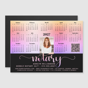 2027 Kalender Notar Schwarz Pink QR-Code Magnet