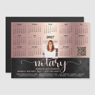 2027 Kalender Notar Schwarz Rosa QR-Code Magnet