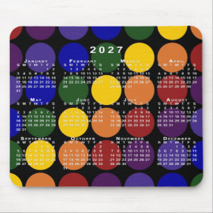 2027 Kalender Pride Regenbogen Tupfen auf Schwarz Mousepad
