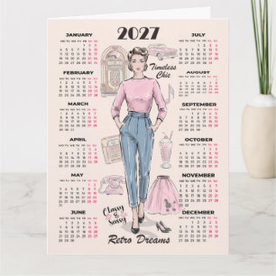 2027 Kalender Retro Träume Grußkarte Karte