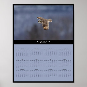2027 Kalender Sumpfohreule - Jagd in der Dämmerung Poster