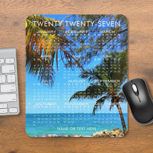 2027 Kalender Tropischer Strand oder Ihr Foto & Te Mousepad