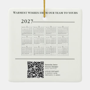 2027 Kalender Weihnachts-Cottage QR-Code Geschäft Keramikornament