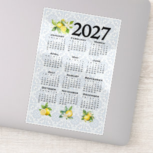 2027 Kalender Zitronen Italienische Mediterrane Fl Aufkleber