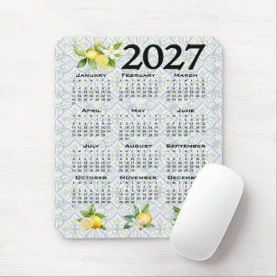 2027 Kalender Zitronen Italienische Mediterrane Fl Mousepad