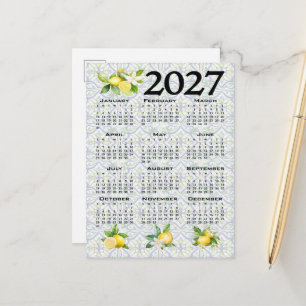 2027 Kalender Zitronen Italienische Mediterrane Fl Postkarte
