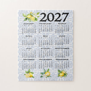 2027 Kalender Zitronen Italienische Mediterrane Fl Puzzle