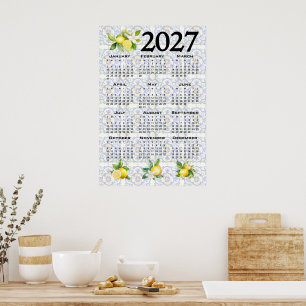 2027 Kalender Zitronen Italienische Mittelmeer Fli Poster