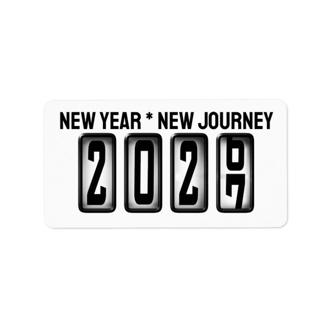 2027 Kilometerstand Neujahr Adressaufkleber (Vorne)