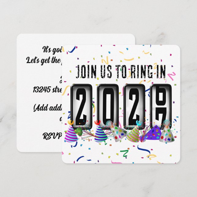 2027 Kilometerstand Neujahrsparty Einladung (Vorne/Hinten)