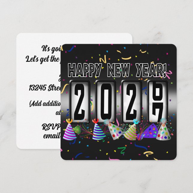2027 Kilometerstand Neujahrsparty Einladung (Vorne/Hinten)