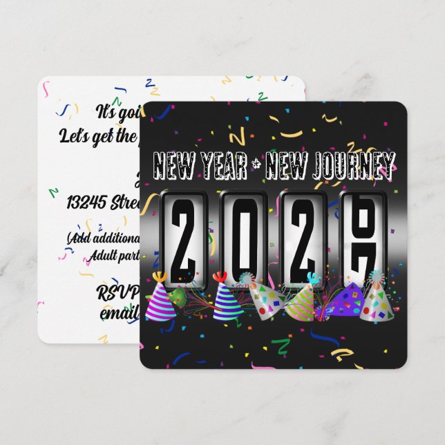 2027 Kilometerstand Neujahrsparty Einladung (Vorne/Hinten)