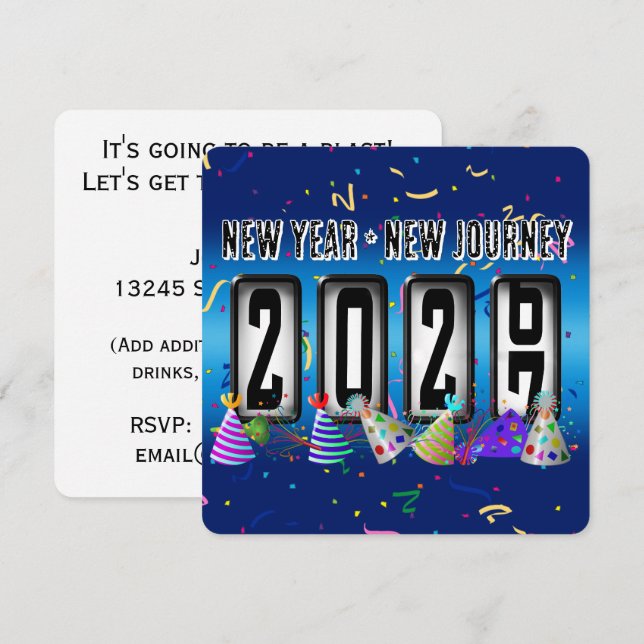 2027 Kilometerstand Neujahrsparty Einladung (Vorne/Hinten)