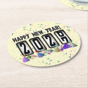 2027 Kilometerstand Neujahrsparty Runder Pappuntersetzer