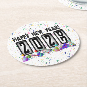 2027 Kilometerstand Neujahrsparty Runder Pappuntersetzer