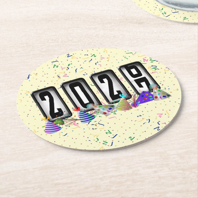2027 Kilometerstand Neujahrsparty Runder Pappuntersetzer (Angewinkelt)