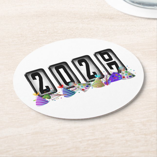 2027 Kilometerstand Neujahrsparty Runder Pappuntersetzer (Angewinkelt)