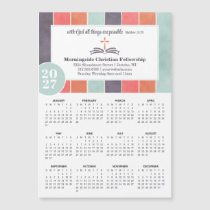 2027 Kirchen-Promo-Mehrfarben-Streifen-Kalender Magnetkarte