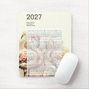 2027 Lebendige Flamingo-Herde Tropischer Kalender Mousepad