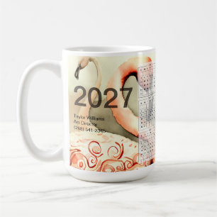 2027 Lebendiger Flamingo-Schwarm Tropischer Kunstk Kaffeetasse