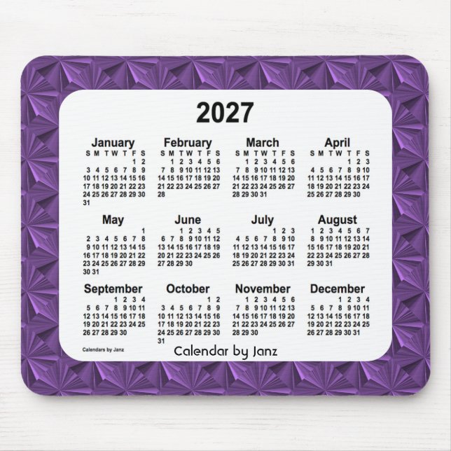 2027 Lila Diamonds Calendar von Janz Mouse Pad Mousepad (Vorne)