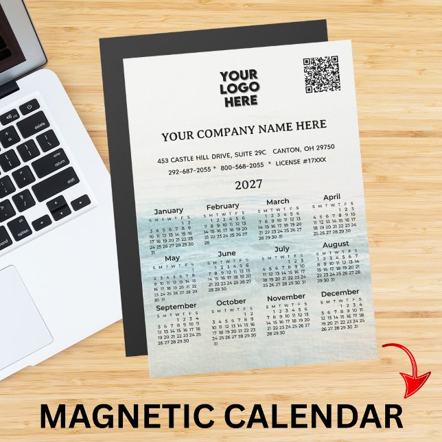 2027 Magnet-Kalender Firmenname Logo QR-Code Magnetkarte (Von Creator hochgeladen)