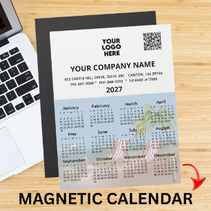 2027 Magnet-Kalender Strand Ozean Palmen Magnetkarte
