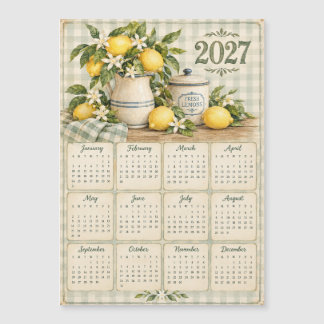 2027 Magnetischer Kalender - Vintage Zitrone Magnetkarte