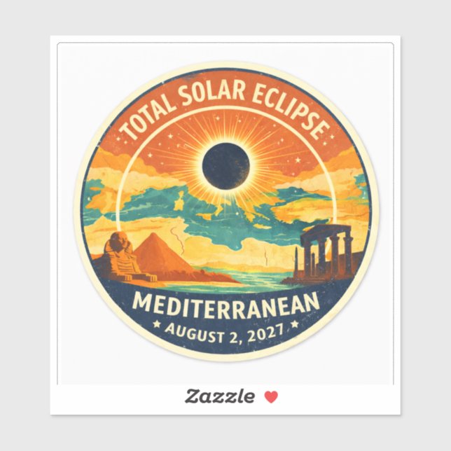 2027 Mediterranean Solar Eclipse Aufkleber (Blatt)