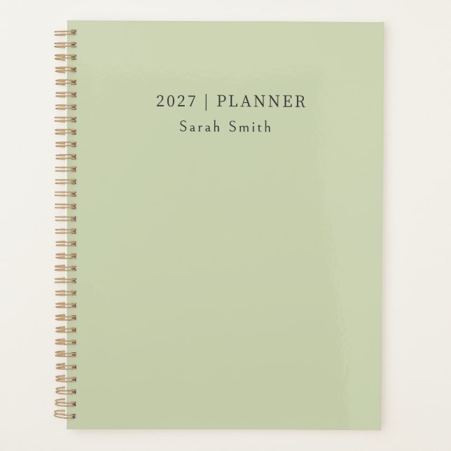 2027 Minimaler Planer Soft Pistachio Sage Cover (Vorderseite)