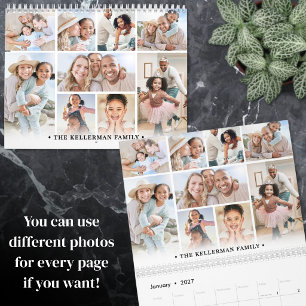 2027 Minimalistische Familienfoto-Collage Kalender