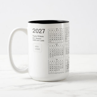 2027 Minimalistisches Geschäftslogo Corporate Schr Zweifarbige Tasse