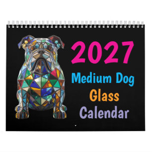 2027 Mittlerer Hund Glas-Kalender Kalender