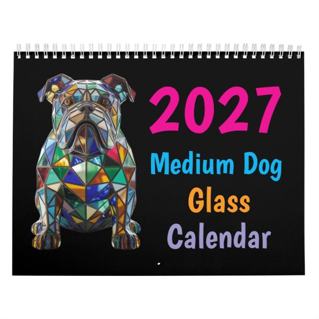 2027 Mittlerer Hund Glas-Kalender Kalender (Titelbild)